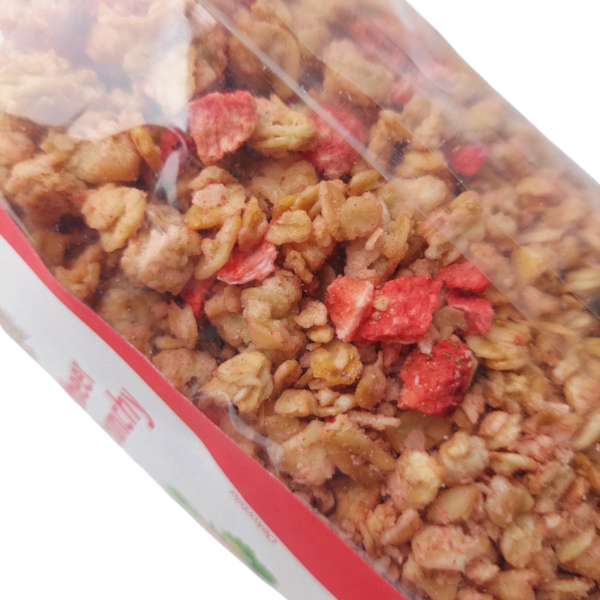 knuspermüsli mit erdbeeren und kokos